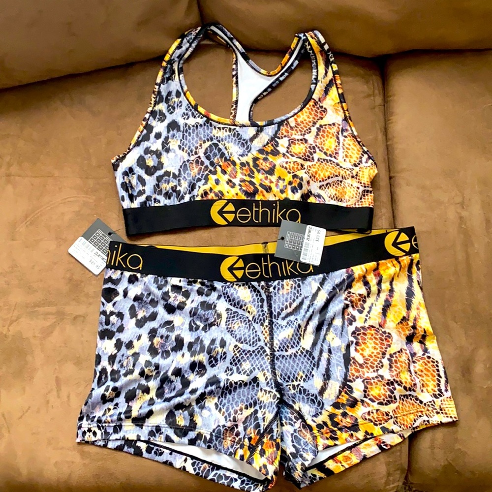 Ethika sports bra and shorts matching set size XL. The S-Bra and The Staple.